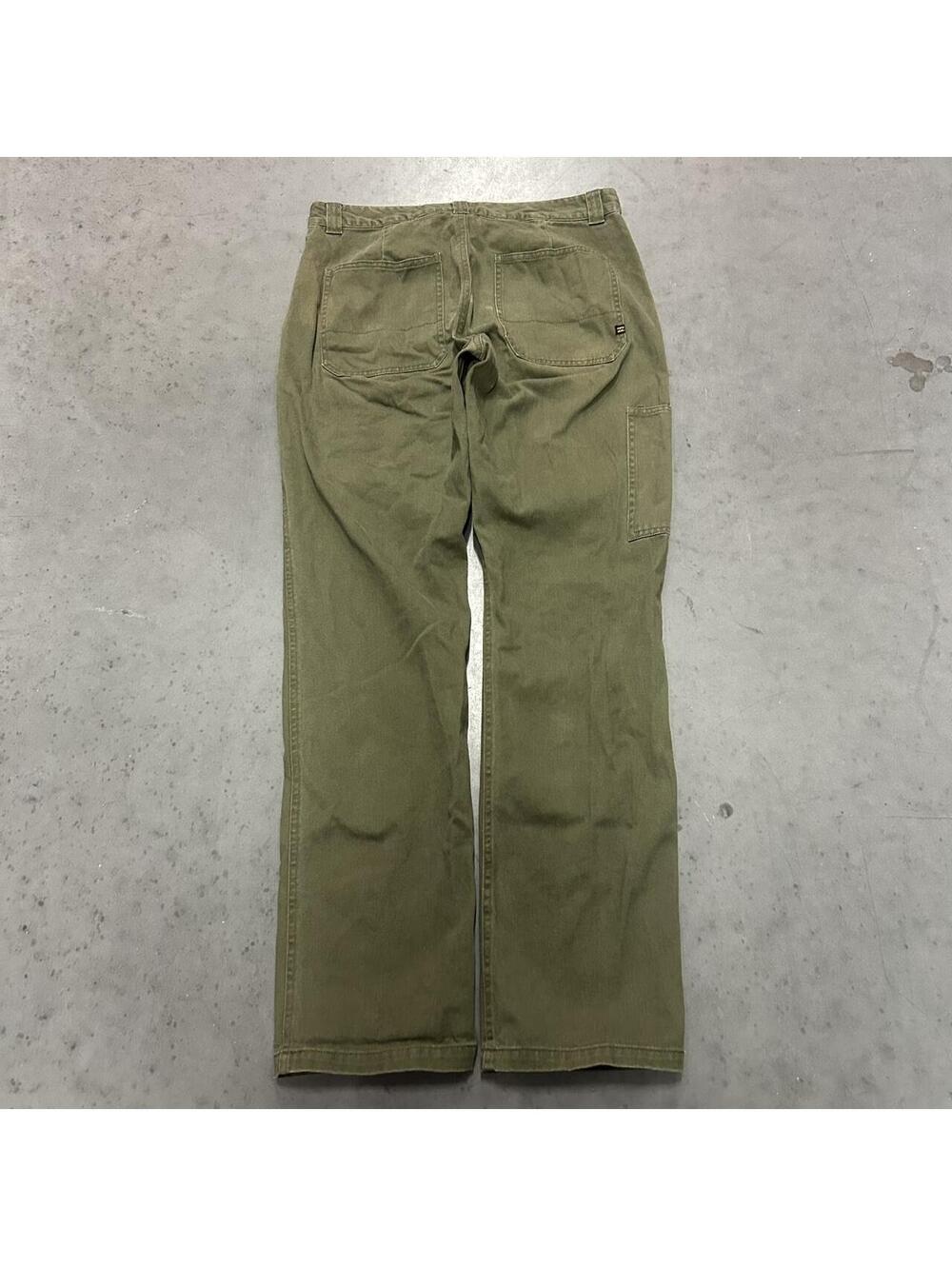 Khaki green billabong carpenter pants with cargo pockets and button fly #skater